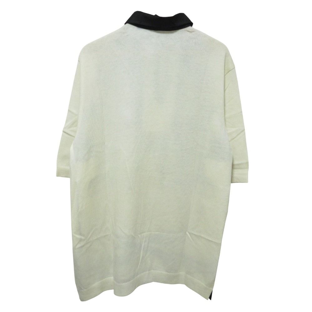 クリーニング済 HERMES エルメス BRIDES DE GALA ツイルレーヌ ハーフスリーブポロシャツ L ホワイト ブラック レディース 古着