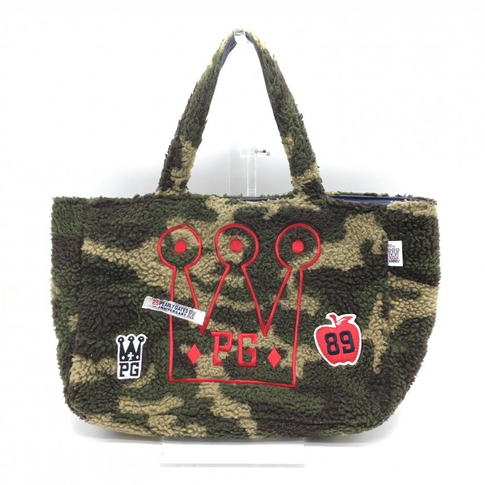 パーリーゲイツ カートバッグ カーキ×ブラウン カモフラ柄 迷彩 ボア