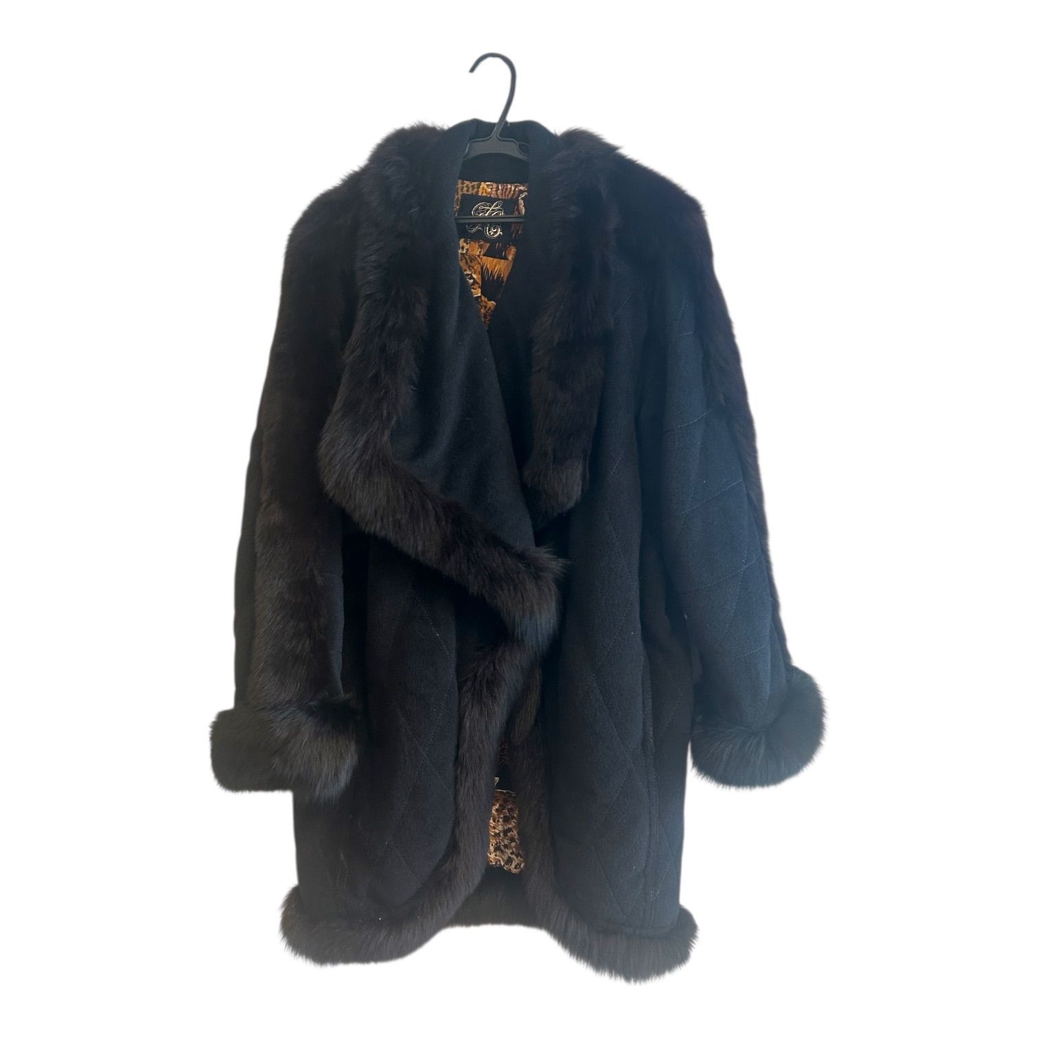 ZM1642 伊太利屋 イタリヤ ファーコート ブラック レディース 11サイズ