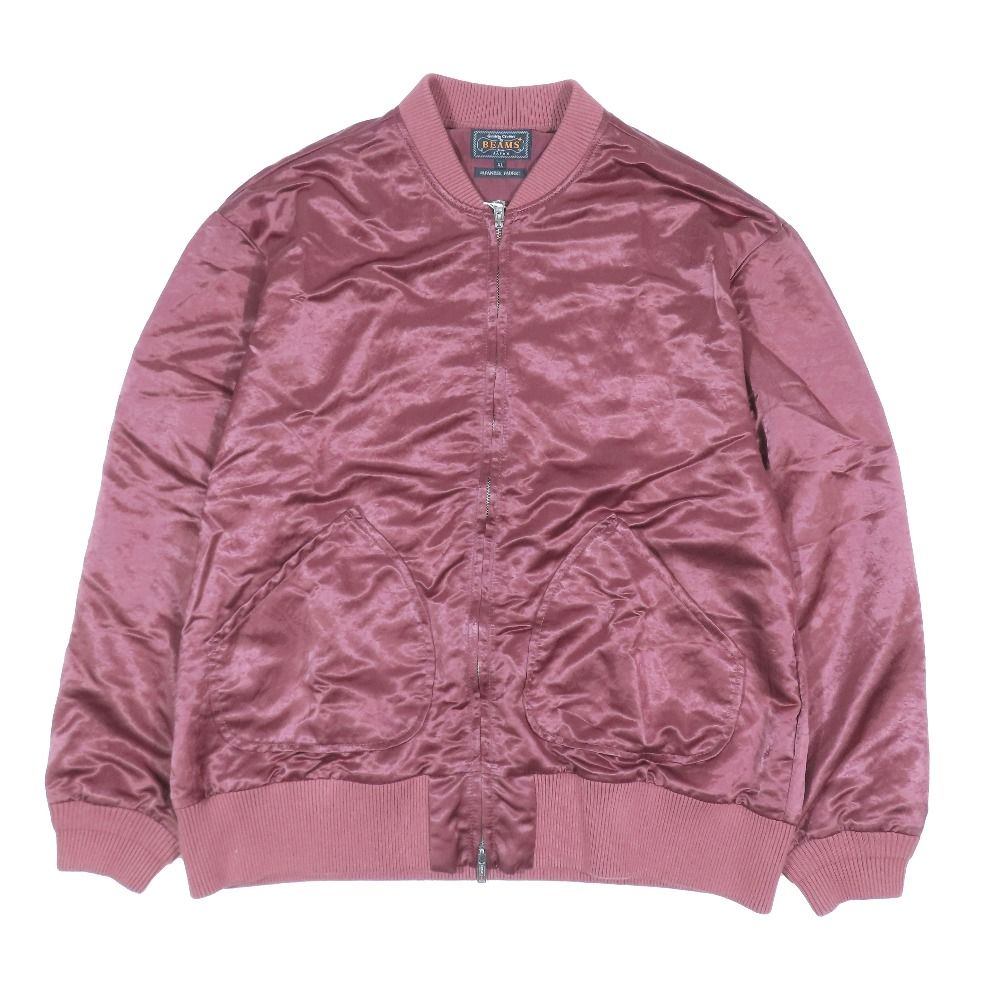 BEAMS PLUS ビームスプラス Sports Blouson Broken Nylon Satin スポーツブルゾン ナイロンジャケット バーガンディ XL メンズ 古着