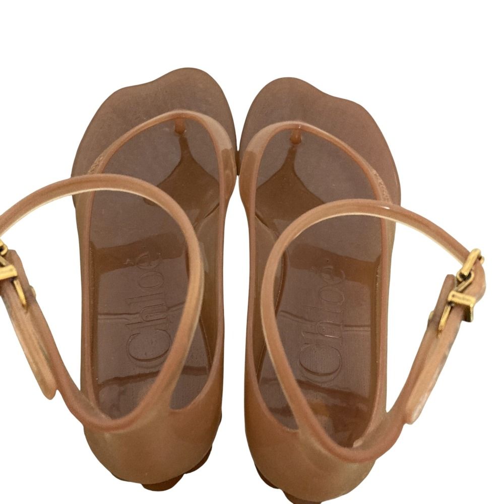 25 SS Chloé クロエ JELLY フラットサンダル サイズ37 約23.5 cm サニーブラウン レディース 古着 ストレスフリー サンダル 