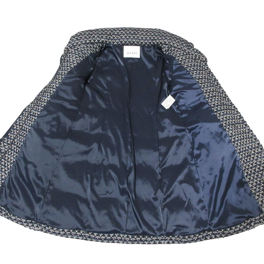 ANAYI ネイビー系 ダウンジャケットツイード ANAYI（アナイ） ツイードジャケット 36 ブルー レディース : ZOZOTOWN