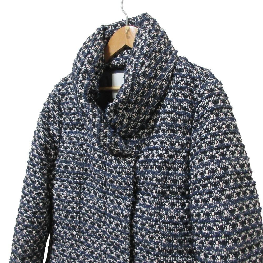 美品 ANAYI 良い アナイ ツイード ダウンコート サイズ36 ネイビー