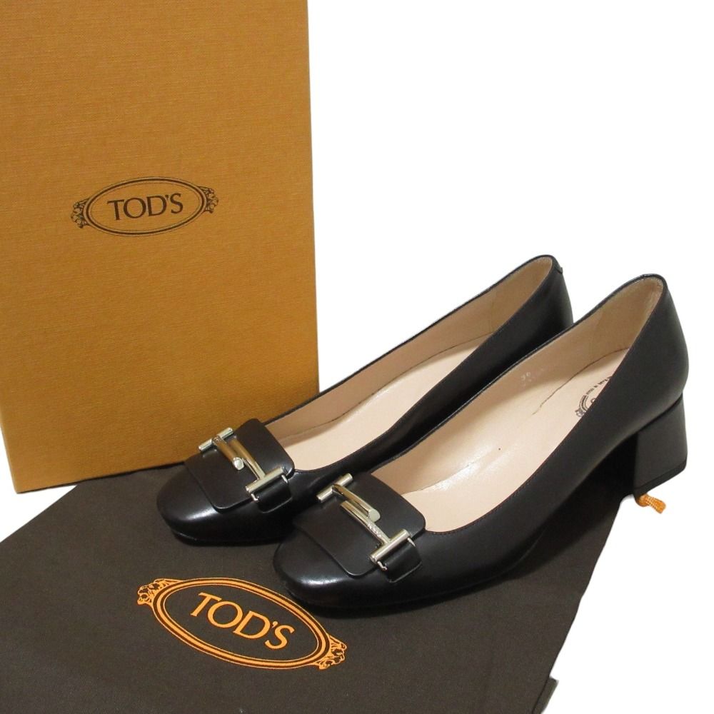 TOD S トッズ ダブルT レザー ローファー パンプス 36 約23 cm ブラック レディース 古着