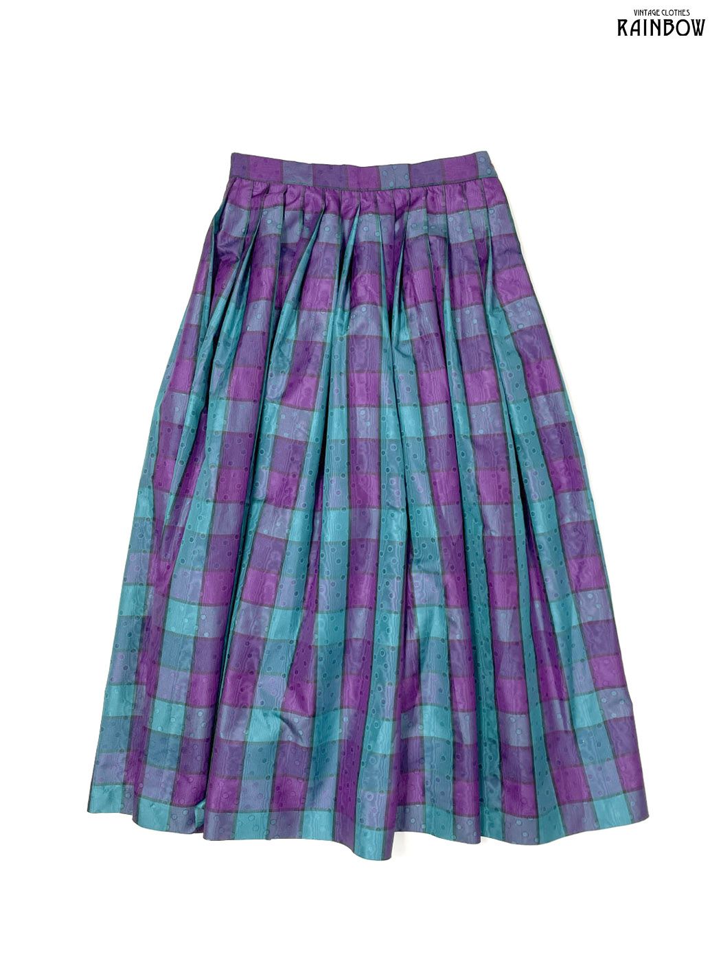 古着 heller sport チェック柄 ドット柄 ロング丈 スカート 紫 緑 btu 2511044