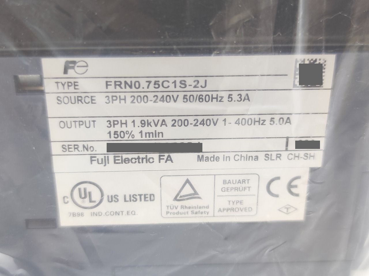 インボイス対応 箱 たぶん 富士電機 FUJI FRN 0.75 C 1 S-2 J