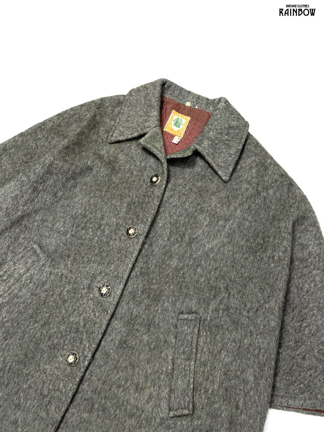 古着 無地 ピュアウール 長袖 アウター ヘビーコート グレー ttu 2511042