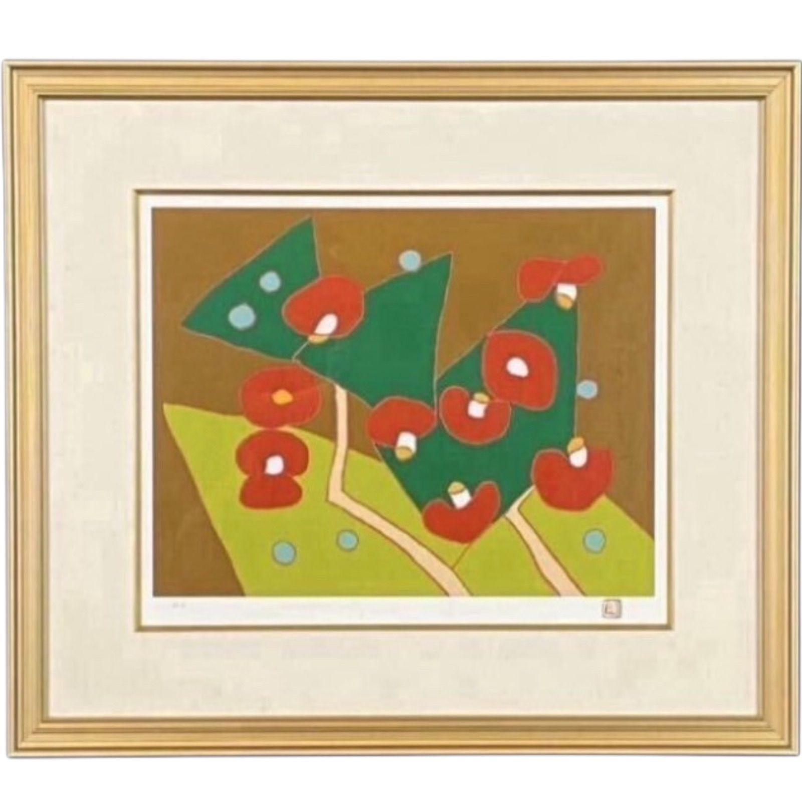 熊谷守一 椿 シルクスクリーン 6号 HC 額装 清和美術協会 熊谷守一美術館監修