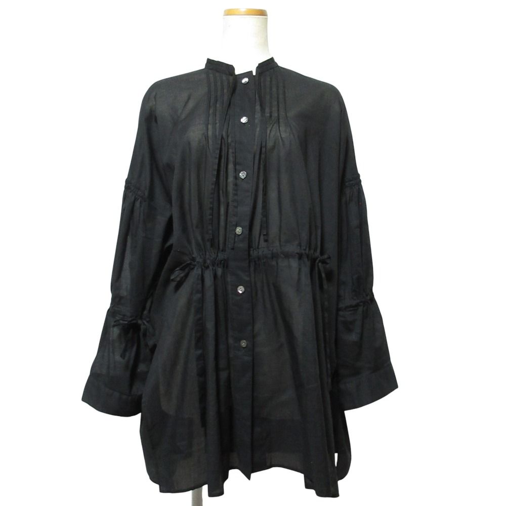 22 AW ENFÖLD エンフォルド COローンChina BLOUSE プルオーバーシャツ ブラウス 38 ブラック レディース 古着