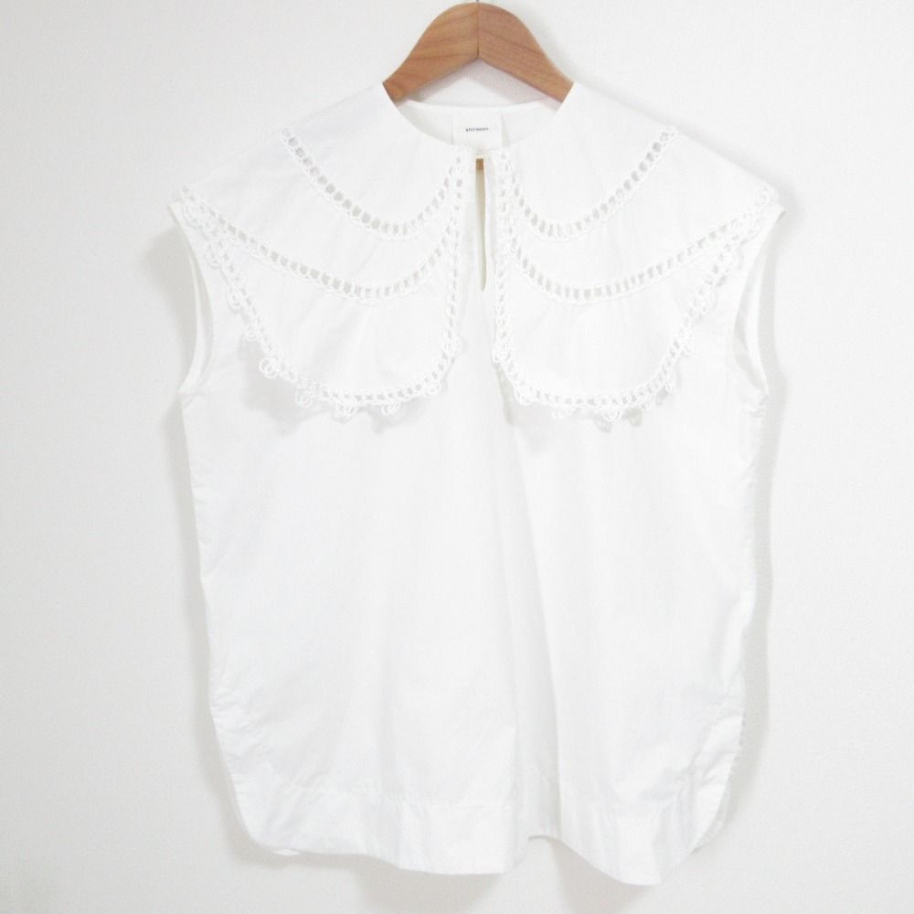 良品 shirocon yori シロコン ヨリ レースカラーノースリーブブラウス