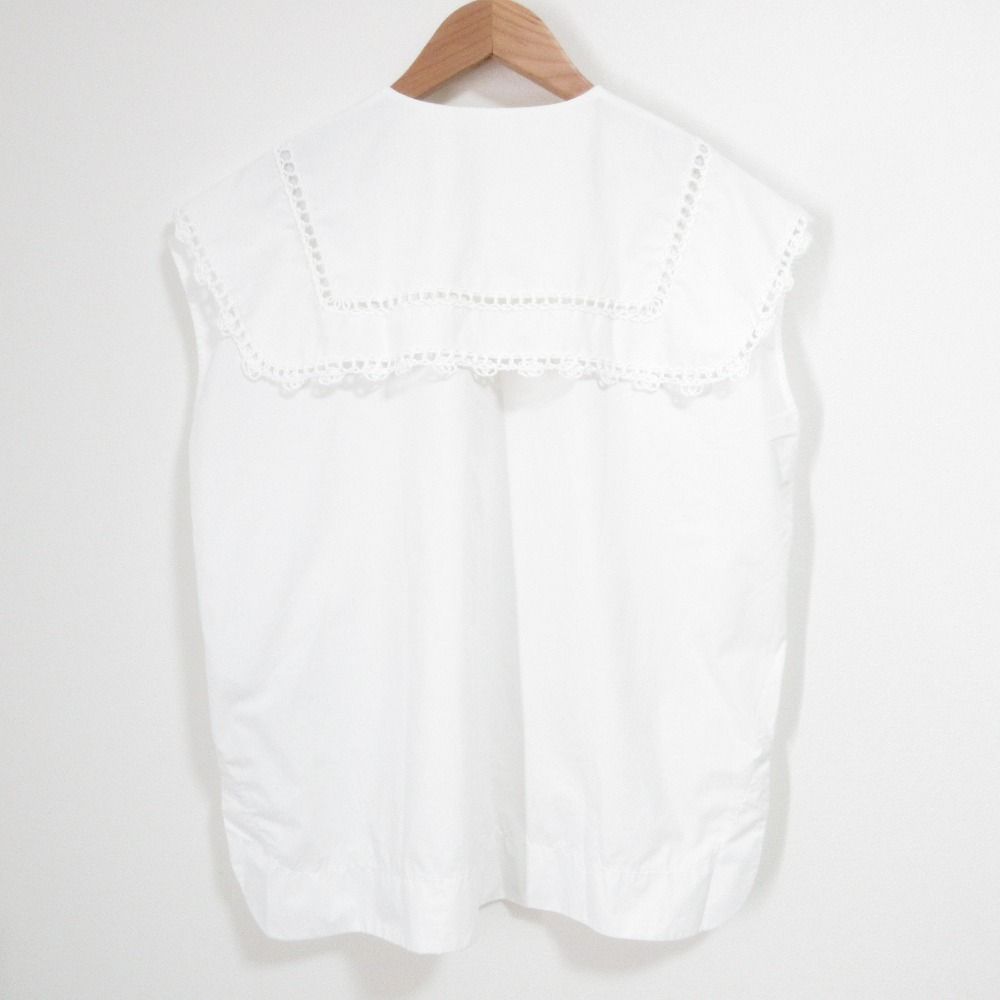 良品 shirocon yori シロコン ヨリ レースカラーノースリーブブラウス