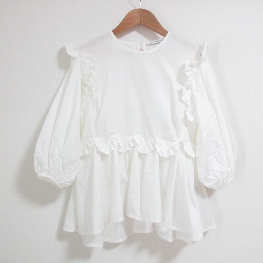 CECILIE BAHNSEN セシリーバンセン Marie ブラウス PF 20 0010 サイズUK 8 ホワイト レディース 古着