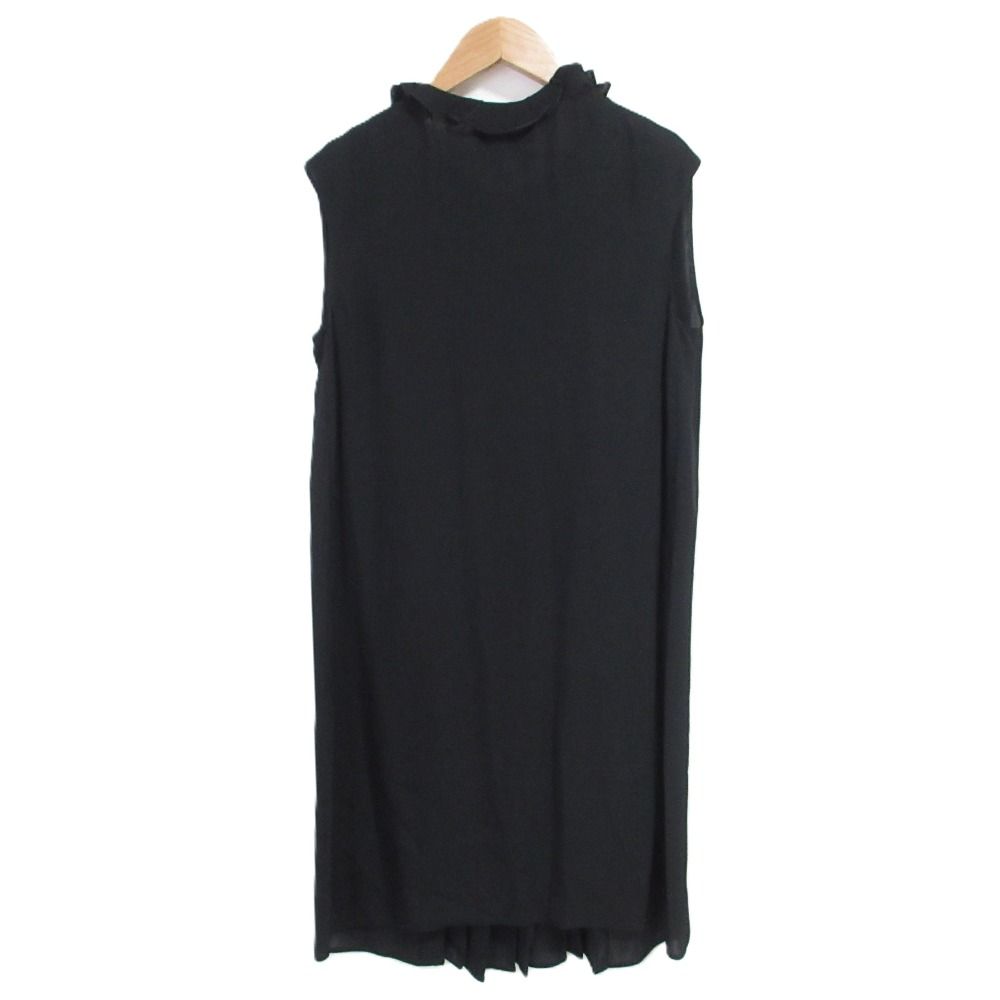 美品 PRADA プラダ フリルカラー ノースリーブ プリーツワンピース 38