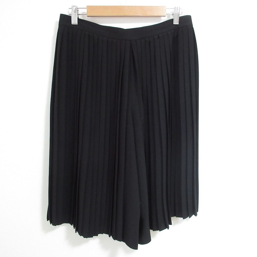 25 SS LANVIN ランバンコレクション サテンプリーツパンツ ショートパンツ サイズ40 ブラック レディース 古着
