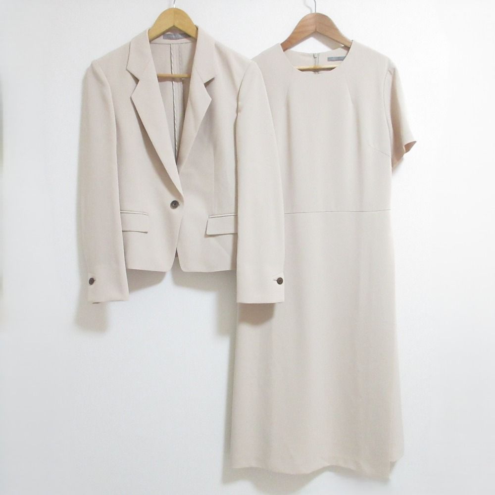 24 SS Theory luxe セオリーリュクス LIVE 2 ジャケット ワンピース アンサンブルスーツ サイズ42 ミディアムラテベージュ レディース 古着