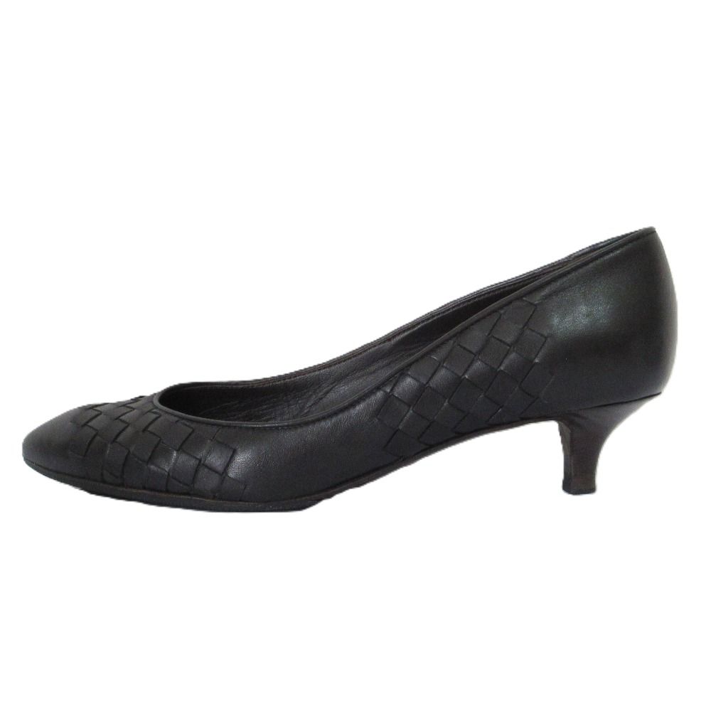 BOTTEGA VENETA ボッテガヴェネタ イントレチャート アーモンドトゥパンプス 36.5 23.5 cm相当 ブラック レディース 古着