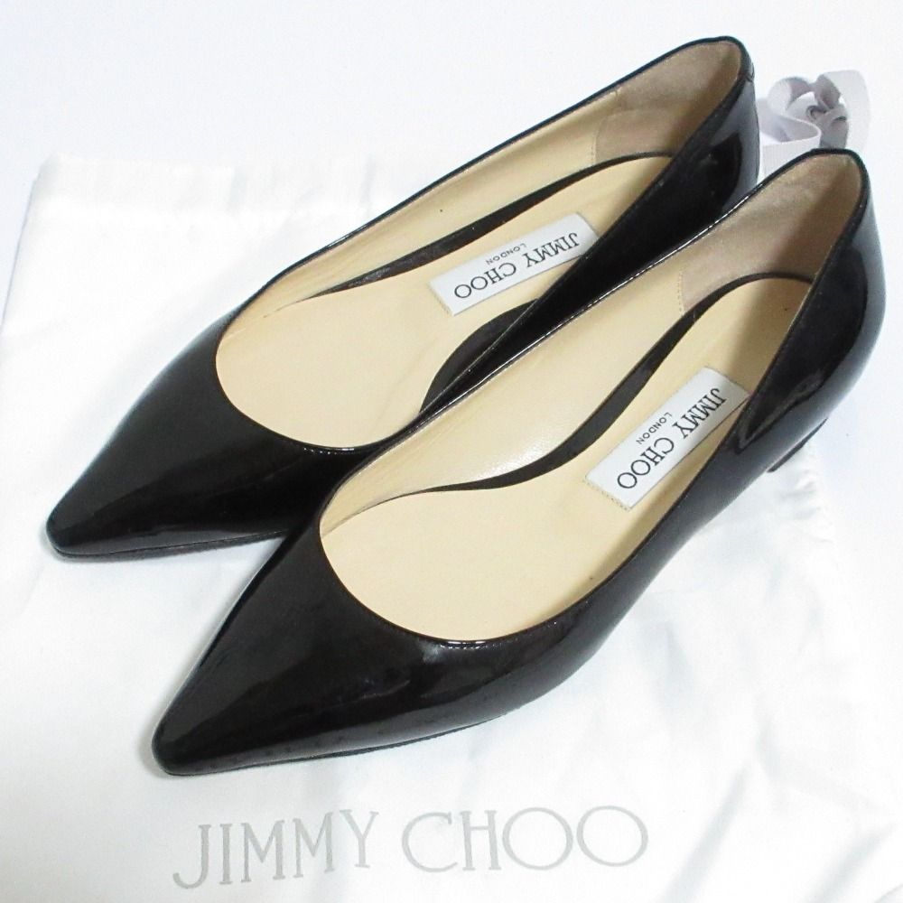 美品 JIMMY CHOO ジミーチュウ パテントレザー ポインテッドトゥ