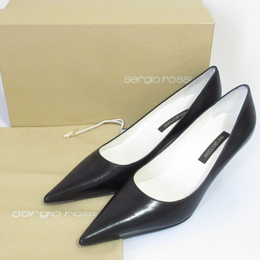 美品 Sergio Rossi セルジオロッシ レザー ポインテッドトゥ パンプス