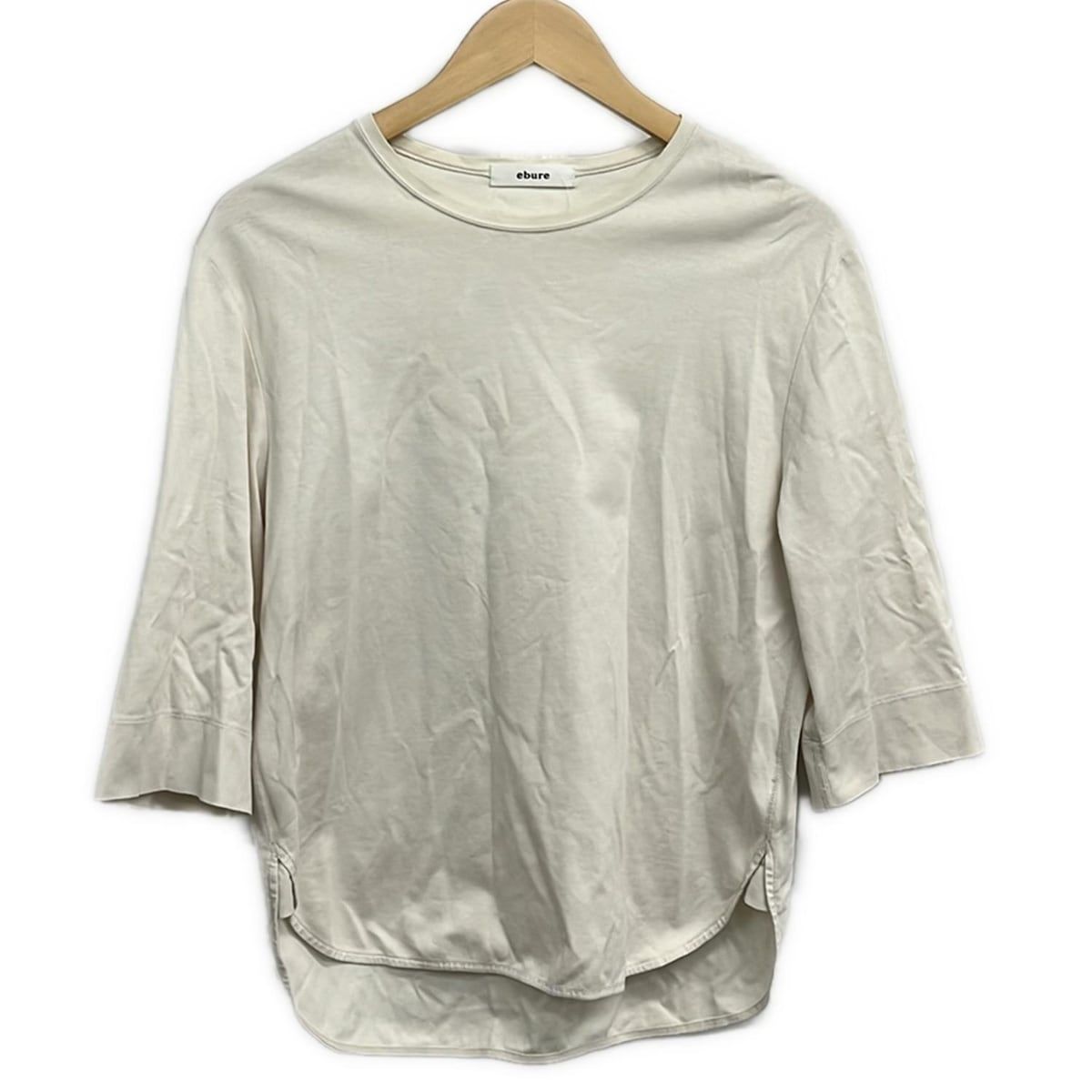 ebure エブール 七分袖Tシャツ サイズ38 M レディース - アイボリー クルーネック