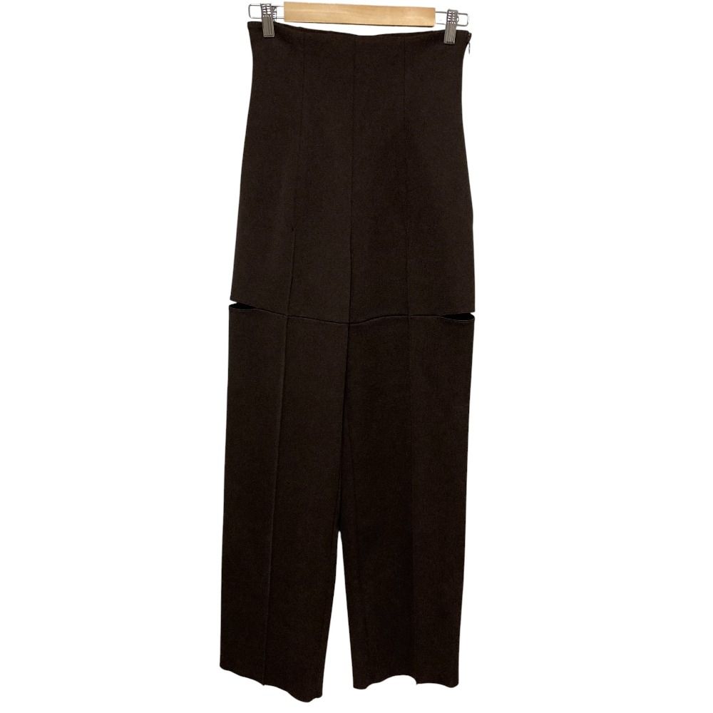 24 AW FETICO フェティコ KNITTED SLIT トラウザーパンツ FTC 244-0604 サイズ1 ダークブラウン レディース 古着