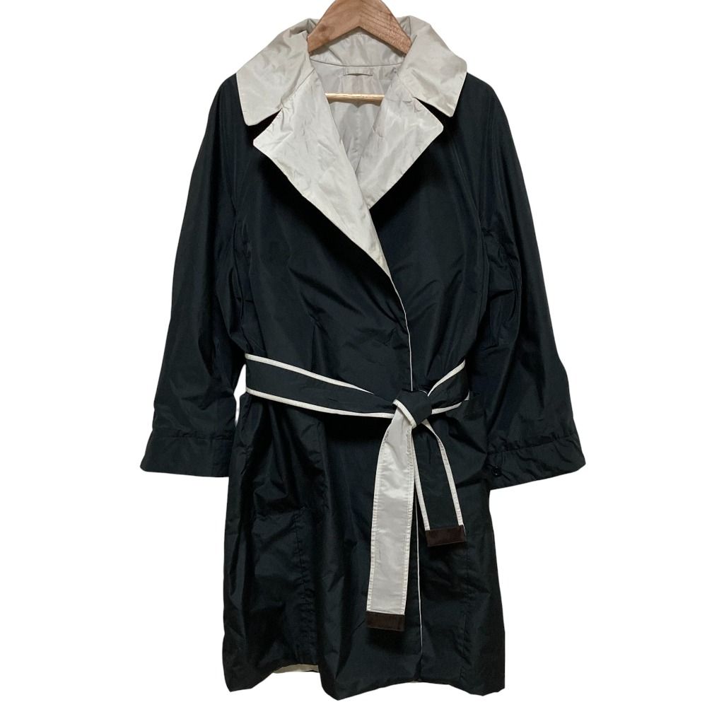 Max Mara THE CUBE マックスマーラ リバーシブルベルテッドコート サイズ38 ブラック オフホワイト レディース 古着