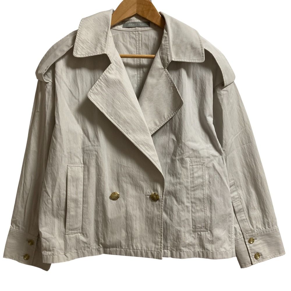 25 SS Theory luxe セオリーリュクス LOE KIRSTEN ダブルブレストジャケット サイズ38 ライトグレー レディース 古着