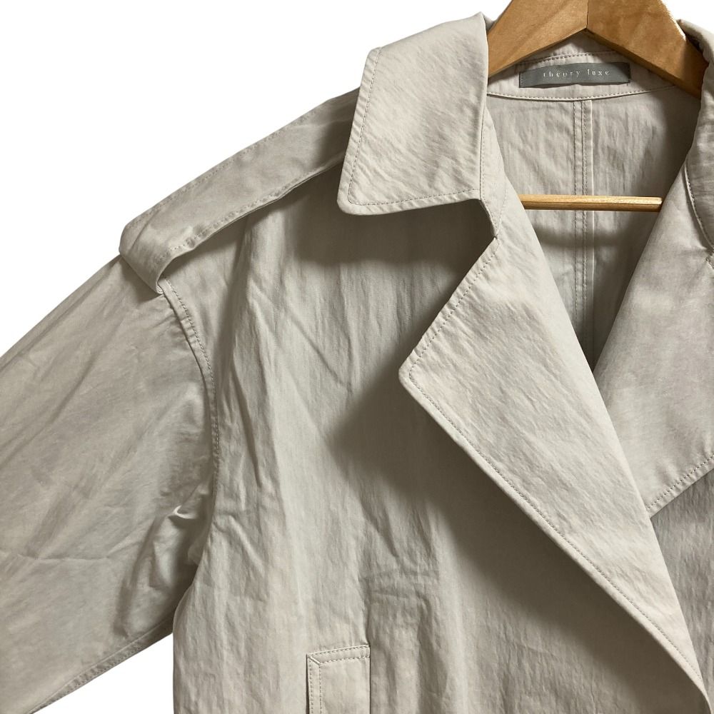 25 SS Theory luxe セオリーリュクス LOE KIRSTEN ダブルブレストジャケット サイズ38 ライトグレー レディース 古着