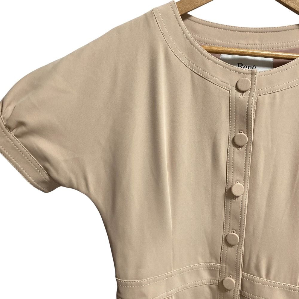 良品 Rene ルネ ステッチ ノーカラー ジャケットワンピース サイズ34