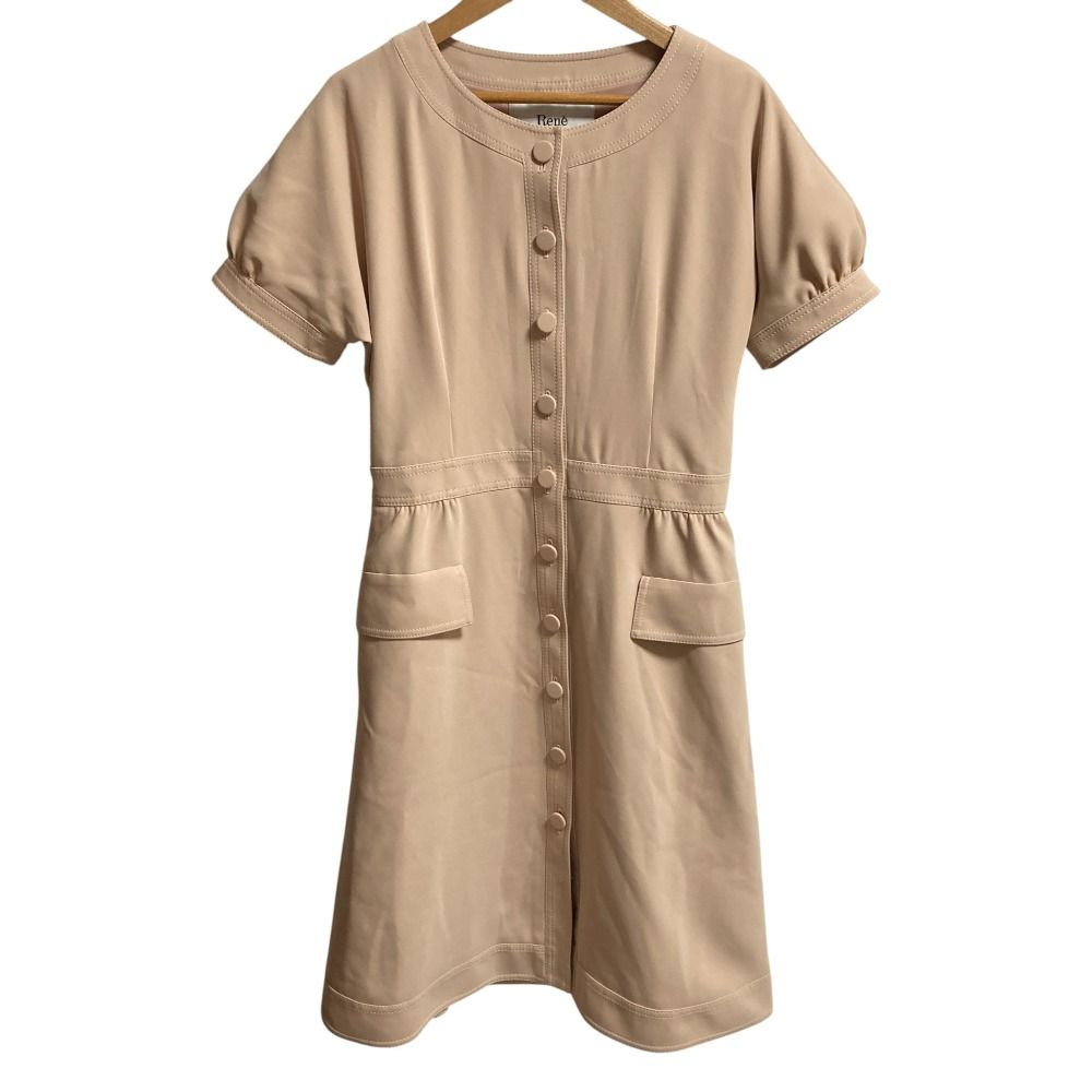 良品 Rene ルネ ステッチ ノーカラー ジャケットワンピース サイズ34