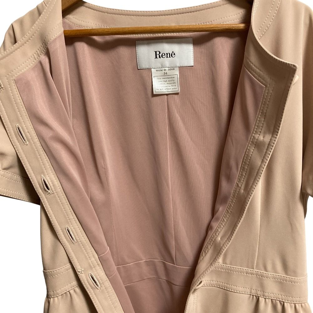 良品 Rene ルネ ステッチ ノーカラー ジャケットワンピース サイズ34