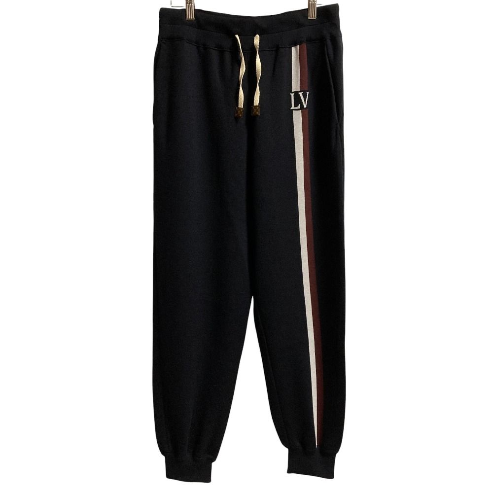 LOUIS VUITTON ルイヴィトン モノグラム ライン カシミヤブレンド コットンニットパンツ サイズXL ネイビー レディース 古着