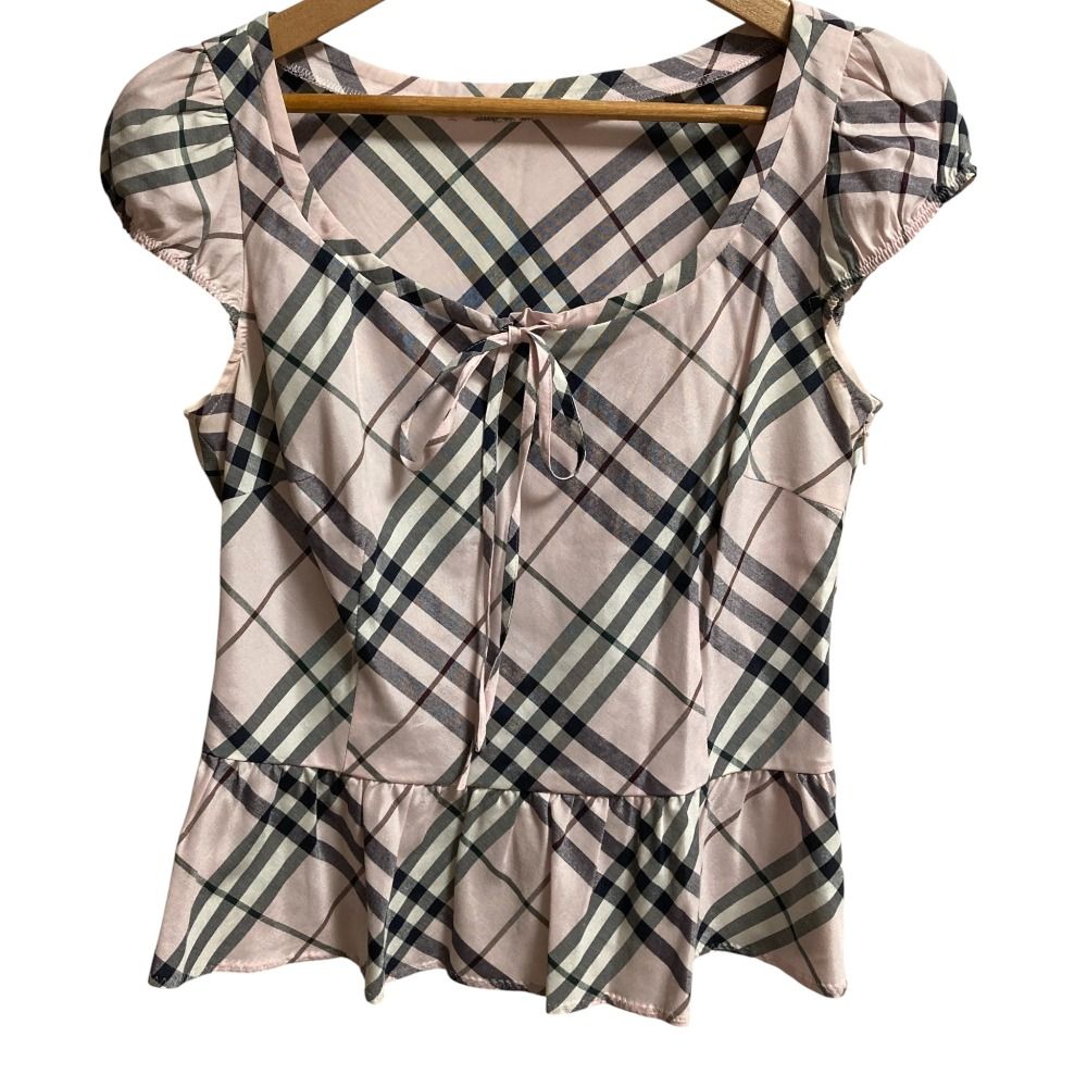 BLUE LABEL バーバリーブルーレーベル ノバチェック ブラウス スカート セットアップ サイズ38 36 ピンク レディース 古着