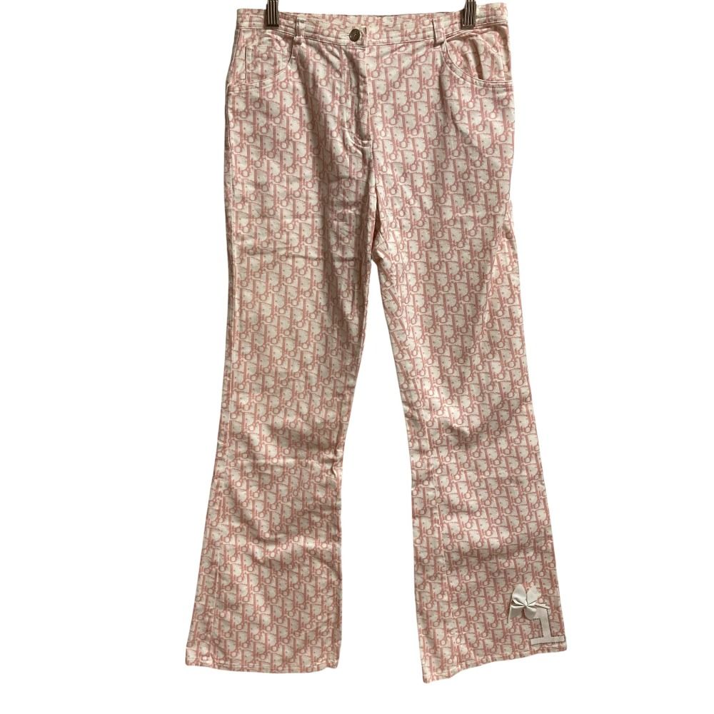 Christian Dior クリスチャンディオール キッズ トロッター柄 ナンバリングフ パンツ サイズ10 A ピンク ホワイト 古着