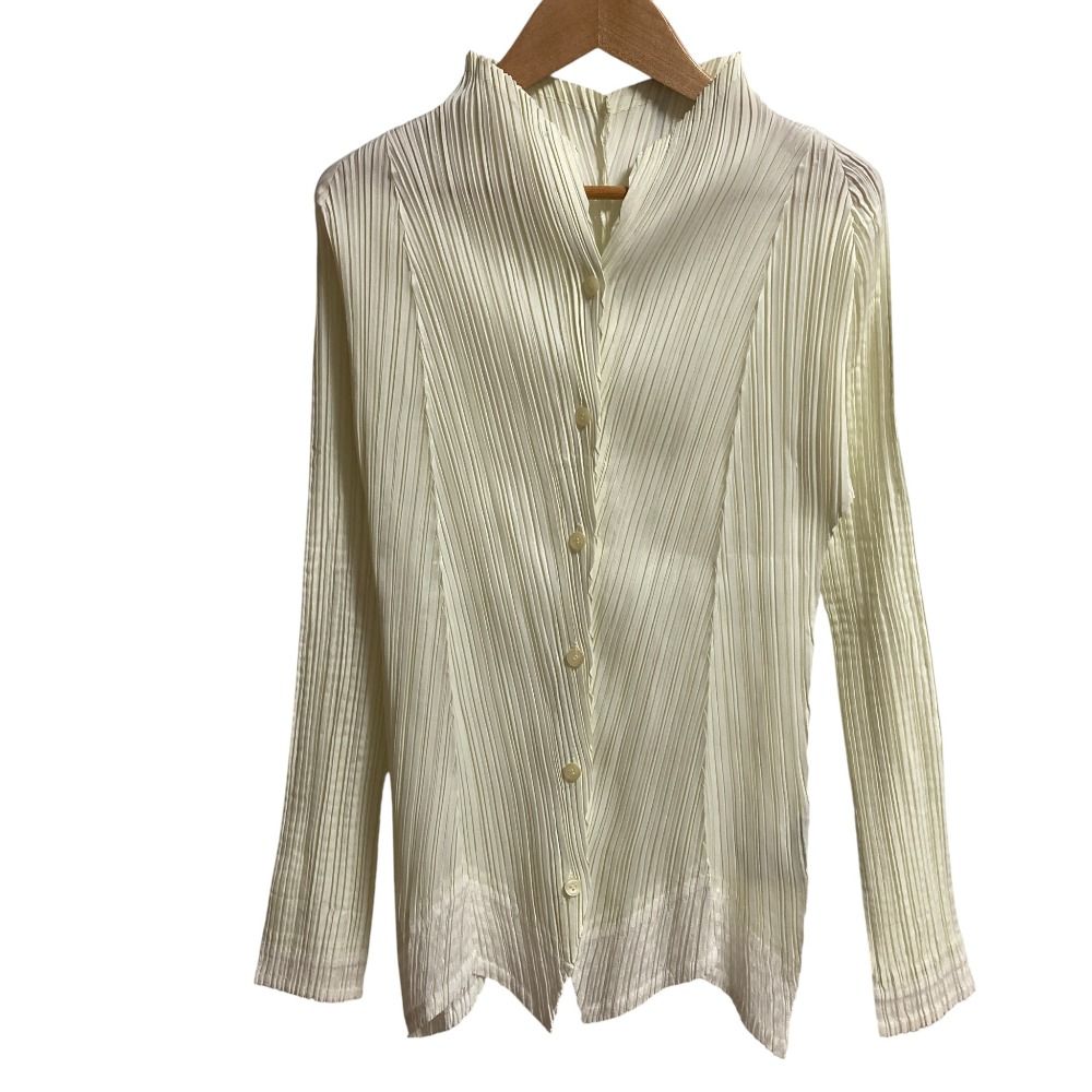 美品 ISSEY MIYAKE イッセイミヤケ ロングスリーブ プリーツシャツ