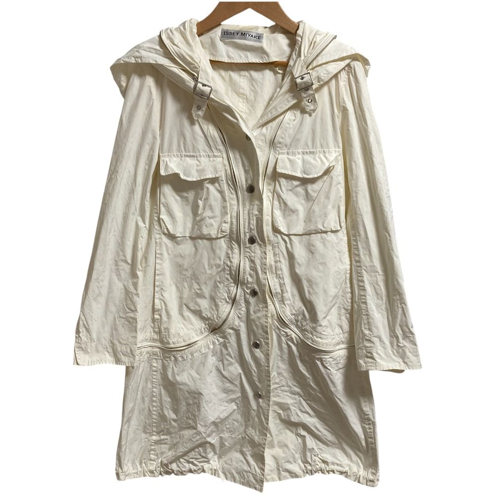ISSEY MIYAKE イッセイミヤケ 3 way ナイロン モッズコート ジャケット ベスト サイズ3 ホワイト レディース 古着