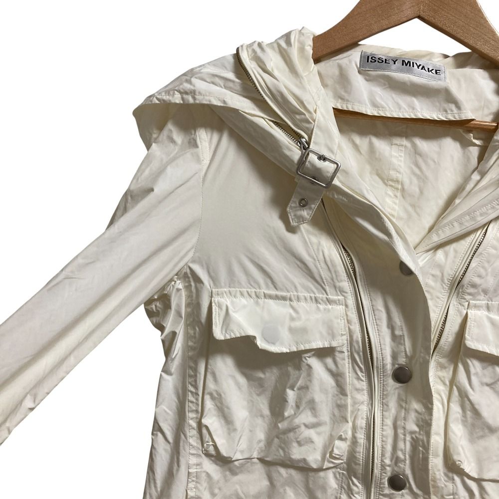 ISSEY MIYAKE イッセイミヤケ 3 way ナイロン モッズコート ジャケット ベスト サイズ3 ホワイト レディース 古着