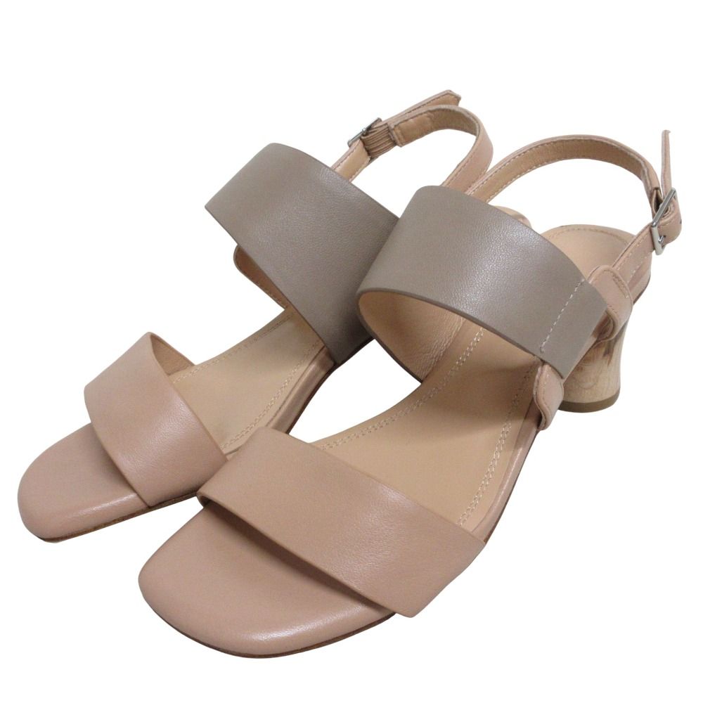 J-M ジェイアンドエムデヴィッドソン アシンメトリー バックストラップサンダル 22.5 cm ベージュコンビ レディース 古着