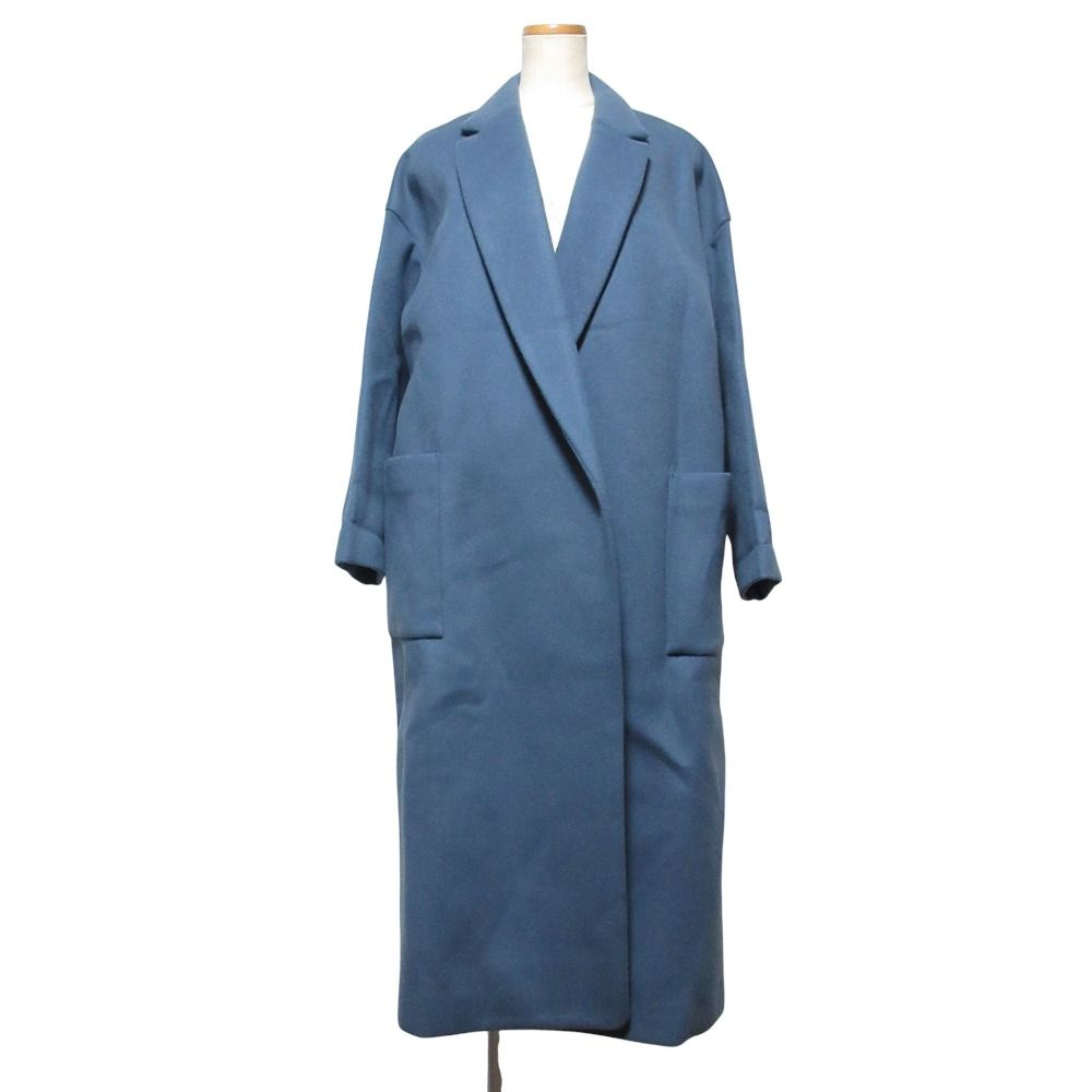 ebure エブール ウール ボンディング チェスターコート サイズ38 サックスブルー レディース 古着