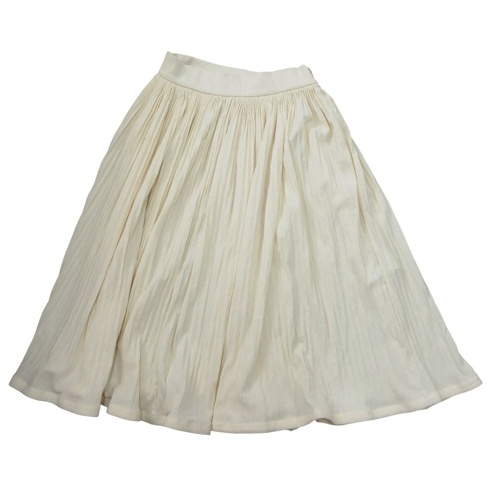 22 SS ジルサンダー ミモレ丈 フ プリーツスカート 30 アイボリー レディース 古着