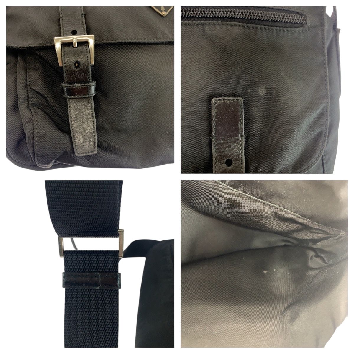 PRADA プラダ テスート 三角ロゴプレート ブラック 黒 シルバー金具