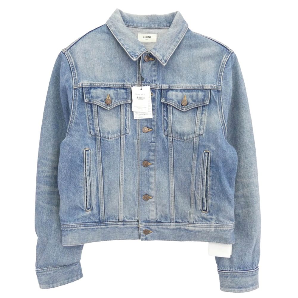 22SS CELINE セリーヌ ピスモウォッシュ デニムジャケット Gジャン CELINE セリーヌ 23SS 2Q623206T Vシェイプトラッカー ピズモ