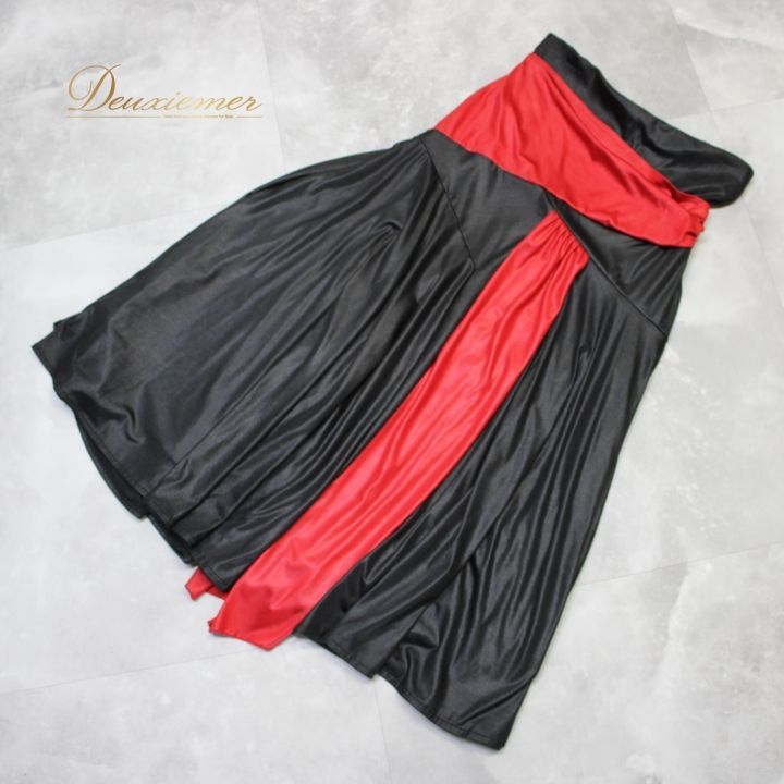 社交ダンス 衣装 スタンダード スカート レッスンウェア 赤 黒 バイ