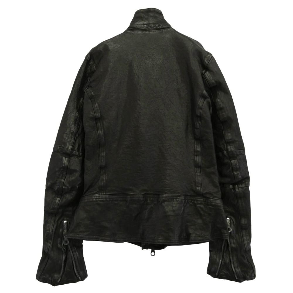 イサムカタヤマバックラッシュ 1148-02 ドイツタンニンカーフ製品染め ダブルライダースジャケット ブラック系 M