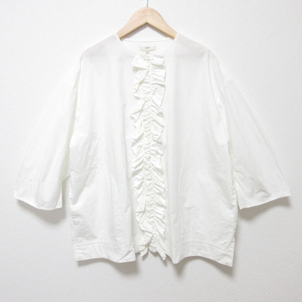 良品 yori ヨリ フリル ライトブルゾン ブラウス シャツ サイズ38