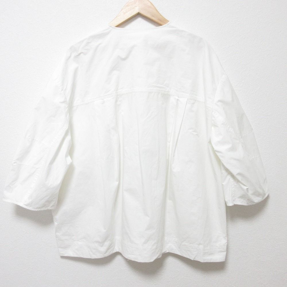 yori ヨリ フリル ライトブルゾン ブラウス シャツ サイズ38 ホワイト レディース 古着