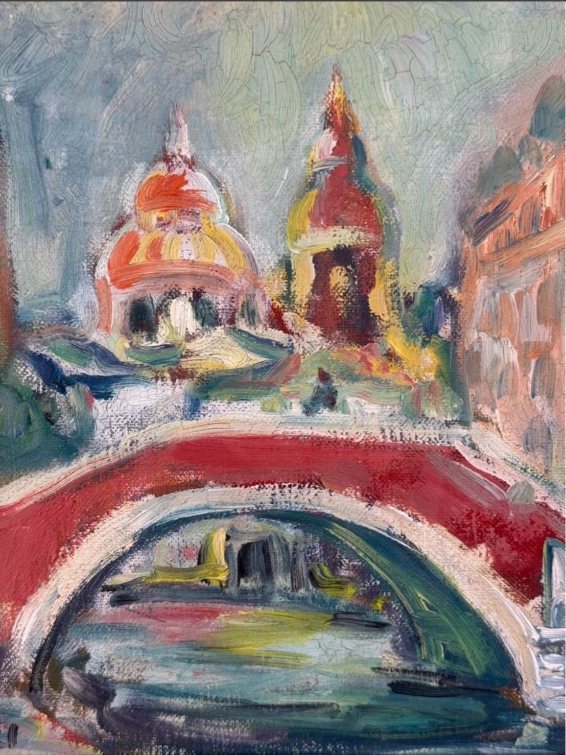 鈴木康雄 「ベニス」油彩 4号 風景画 直筆サイン入り 浜松出身 日仏