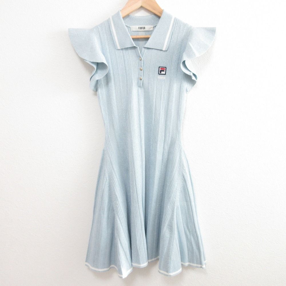 25 SS FUR ファーファー フィラコラボ ニットワンピース サイズF サックス レディース 古着