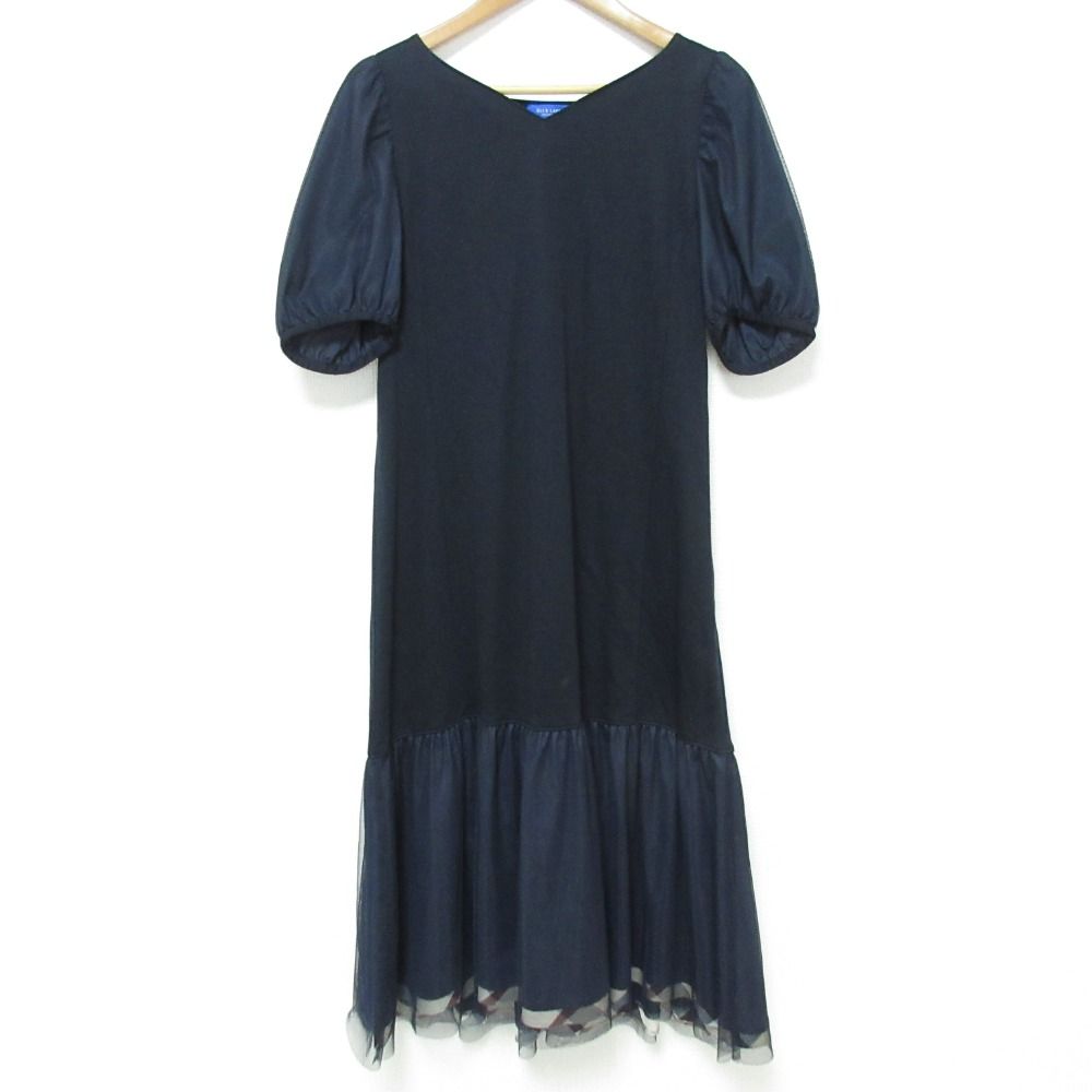 BLUE LABEL ブルーレーベルクレストブリッジ チュール切替 ワンピース サイズ38 ネイビー レディース 古着