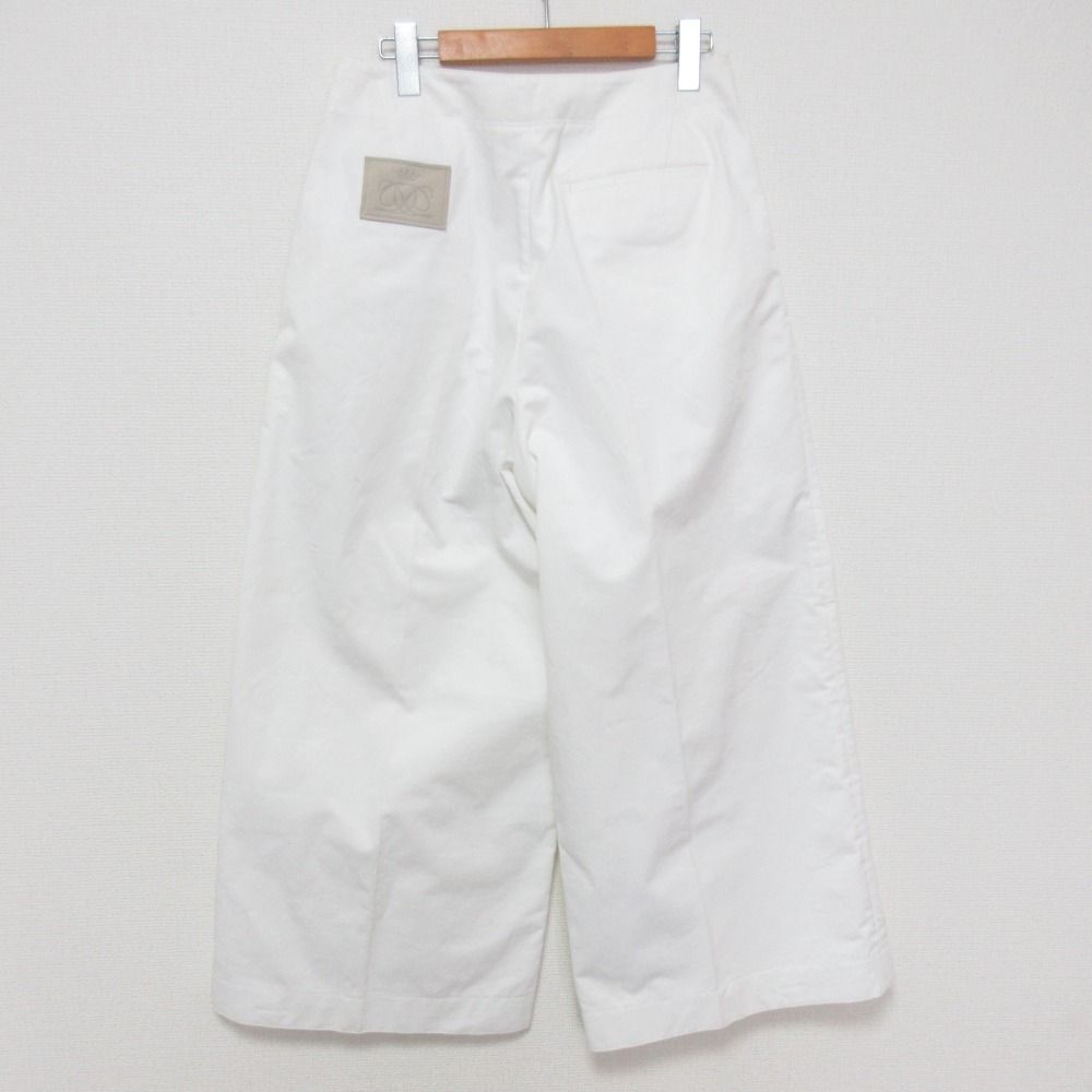 Drawer ドゥロワー 2タック サイドドットボタン ワイドパンツ 6514 236 1129 サイズ40 ホワイト レディース 古着