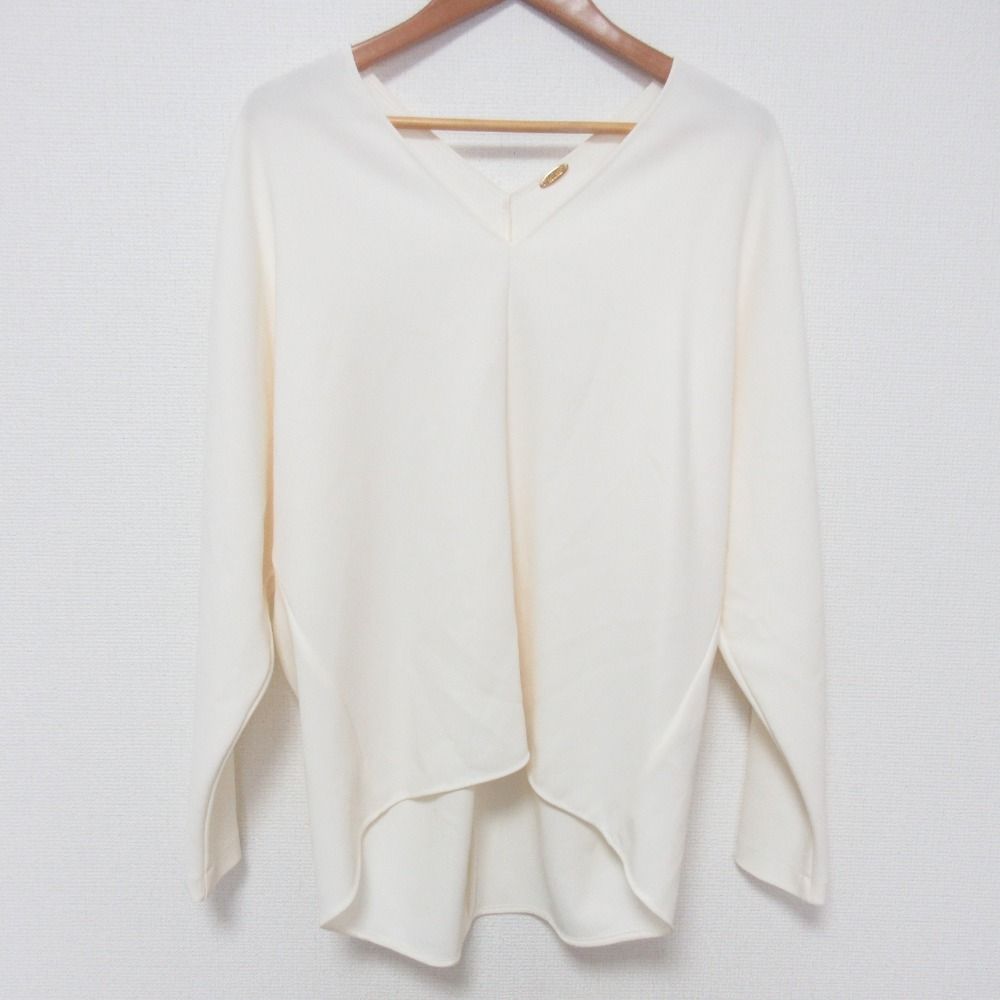25 SS MUSE de Deuxieme Classe ミューズ トリアセジョーゼット Vネック プルオーバーブラウス ホワイト レディース 古着